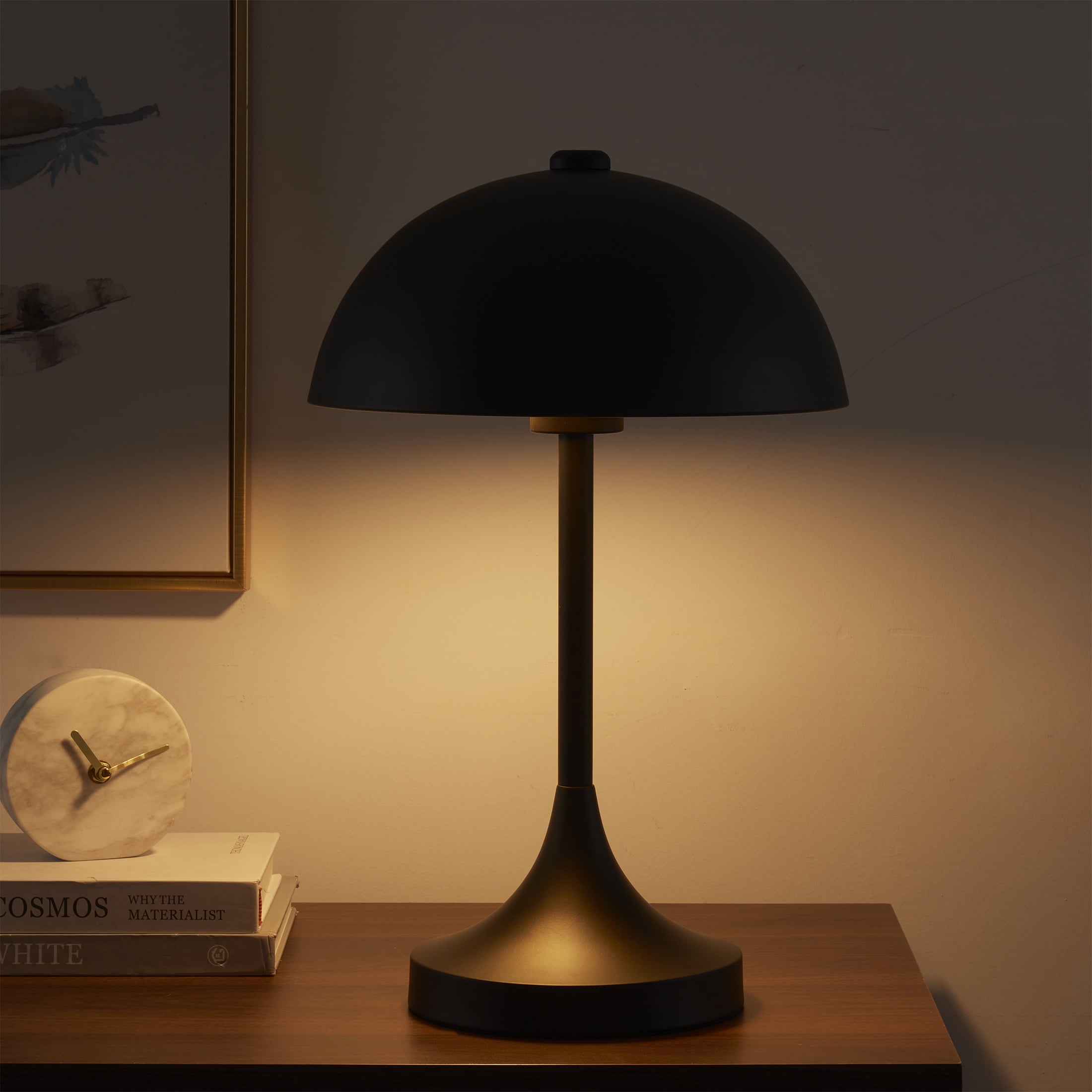 Better Homes & Gardens 18" Modern Dome Touch On/Off Table Lamp, Black