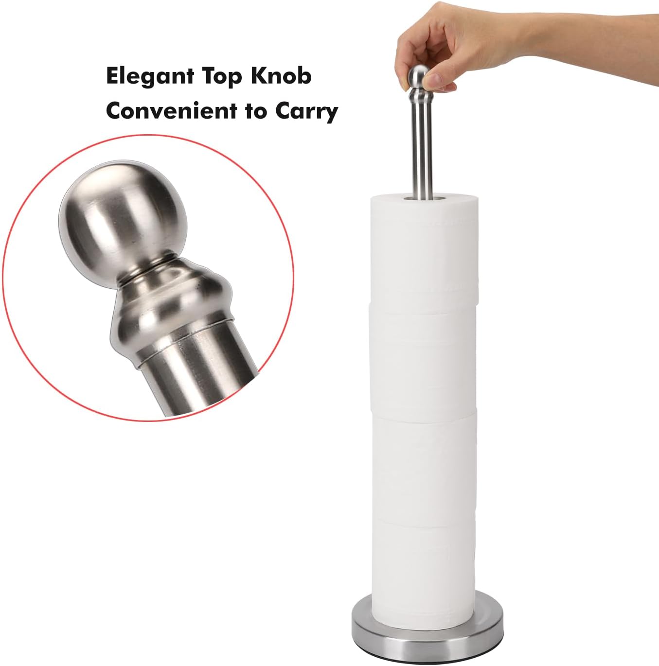 Toilet Paper Holder Stand Holding Up to 5 Paper Rolls, Free-Standing Spare Rolls Storage Holder, Stainless Steel (Brushed Nickel)
