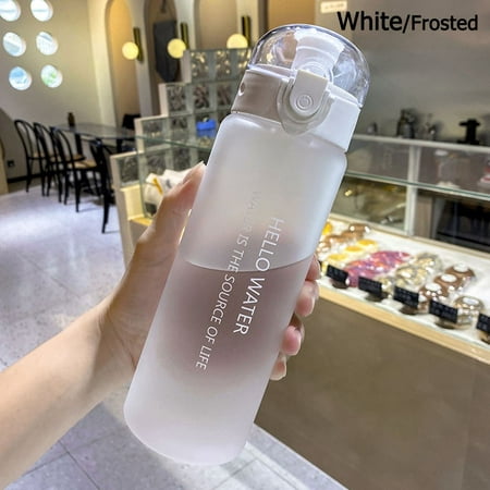 

780ml Gym Travel Frosted Plastic Clear Sports Water Bottle Drinking Cup Leakproof Drinking Bottle WHITE FROSTED