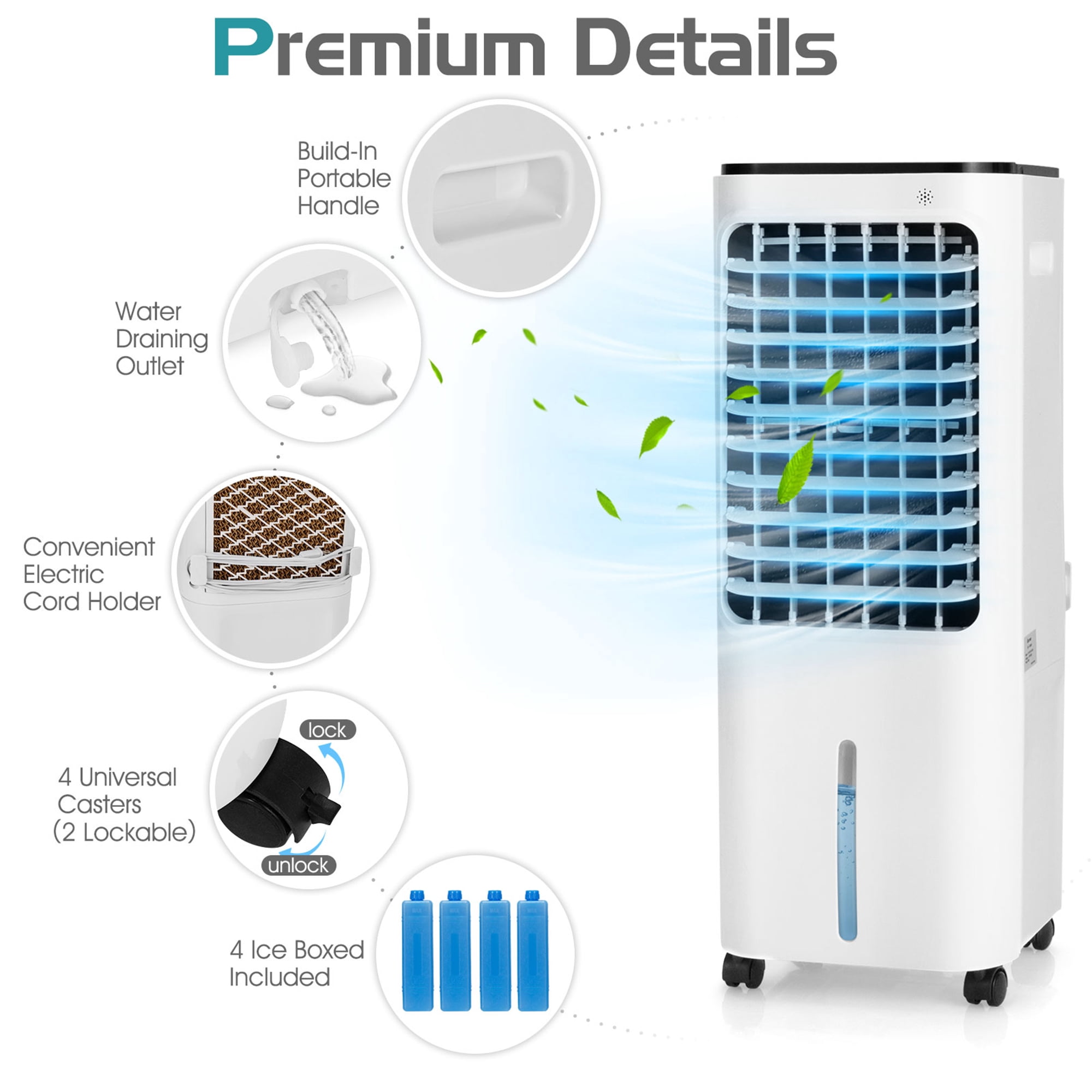 Gymax Portable Evaporative Air Cooler with 4 Ice Boxes & Remote Control
