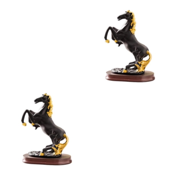 Bearachild Horse Statue Resin Figurine Living Room Decor Accs Birthday Artwork Desktop 2piezas saltando negro