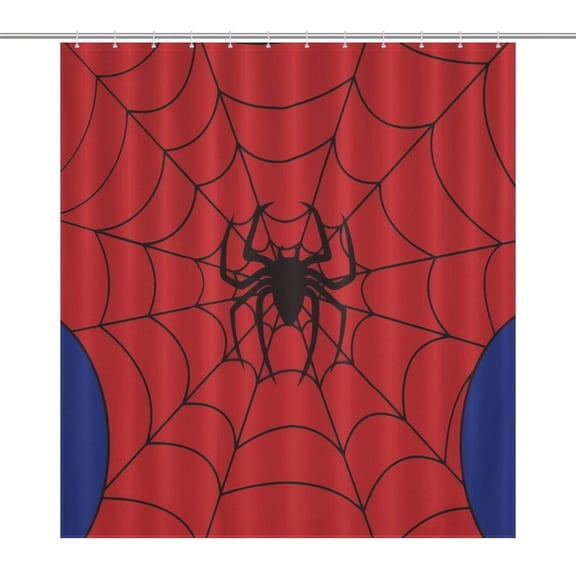 Red Spider Web Black Cartoon Shower Curtain Bathtub Decor Bathroom Fabric Waterproof Curtains Shower