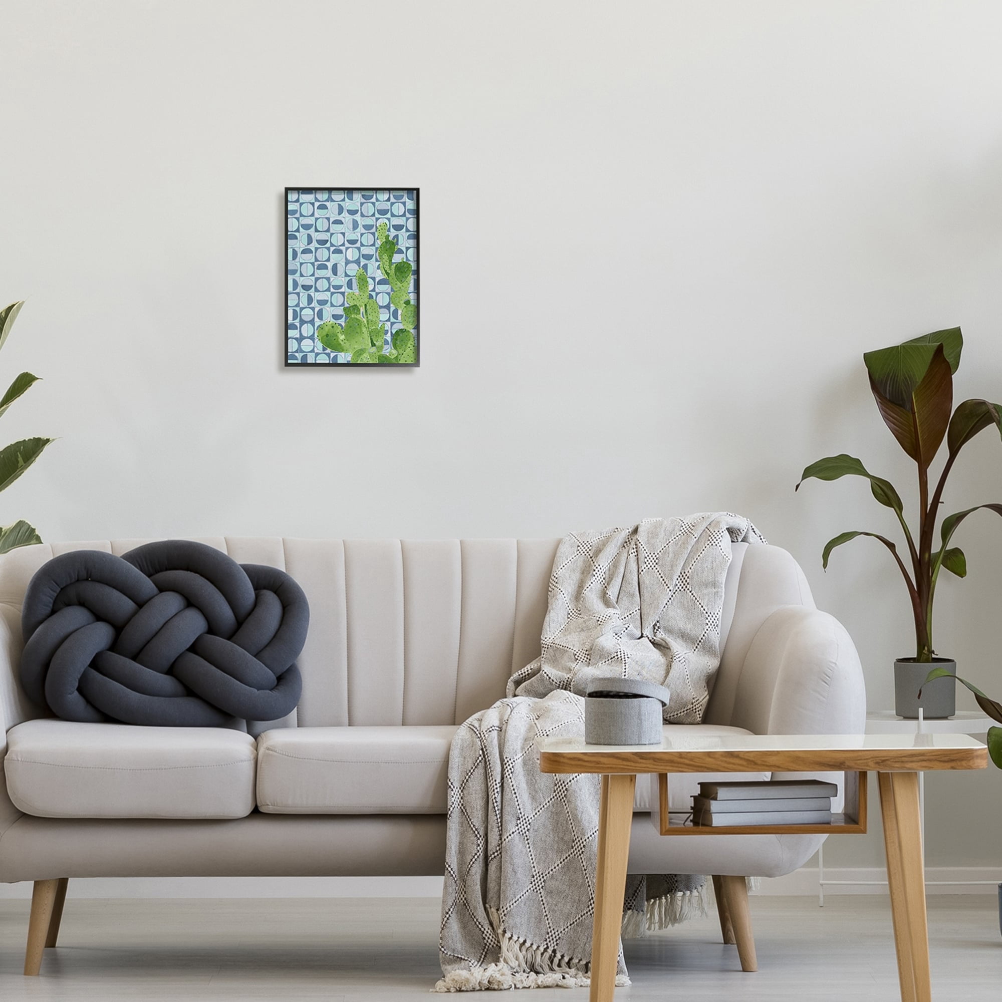 Stupell Industries Round Cactus Plant Prickly Pair Blue Shape Pattern, 16 x 20, Design by Jen Bucheli