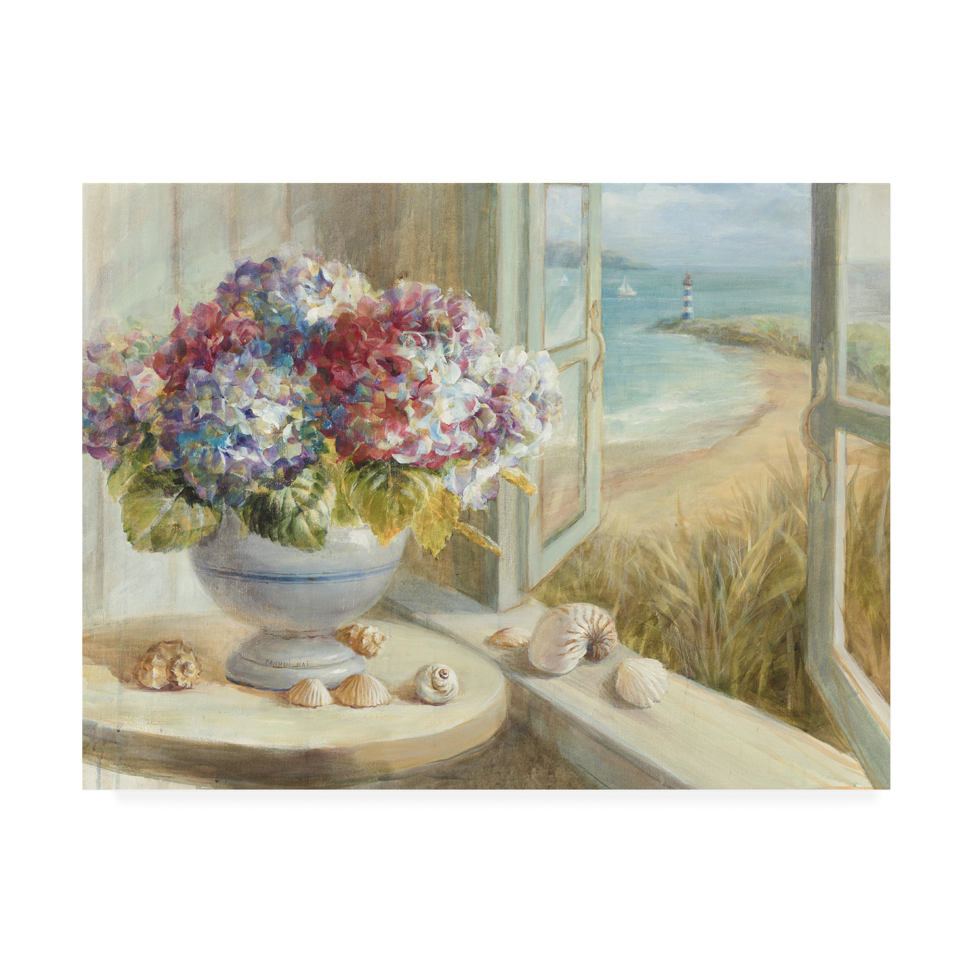 Quadro Su Tela Danhui Nai - French Flower Shop V2 - Stile Country Francese - 35x35 Cm