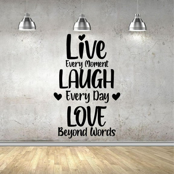 Inspirational Quote Live Every Moment Laugh Everyday Love Beyond Words Life Motivation Vinyl Wall Decal Wall Art Wall Sticker Decoration Design For Home Room Bedroom Living Room Size (20x20 inch)