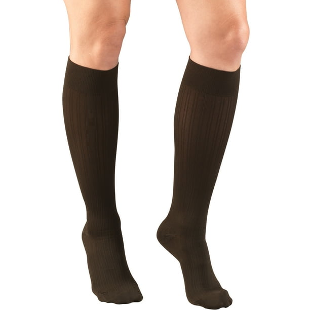 Women's Trouser Socks, Dress Style, Rib Pattern: 15-20 mmHg, Brown ...