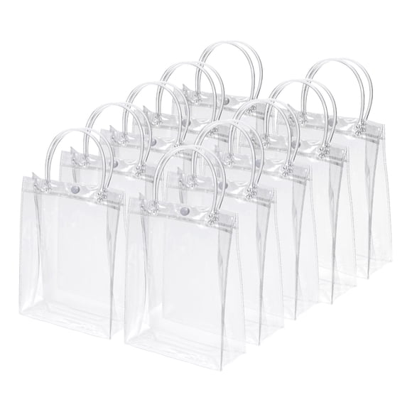Uxcell 16 Paquete de Bolsas de Regalo Transparentes, 9" x 6.7" x 2.8" Bolsa de Tote de Plástico Reutilizable