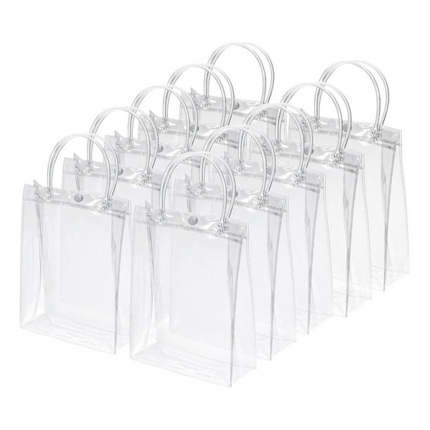 Uxcell 16 Paquete de Bolsas de Regalo Transparentes, 9" x 6.7" x 2.8" Bolsa de Tote de Plástico Reutilizable