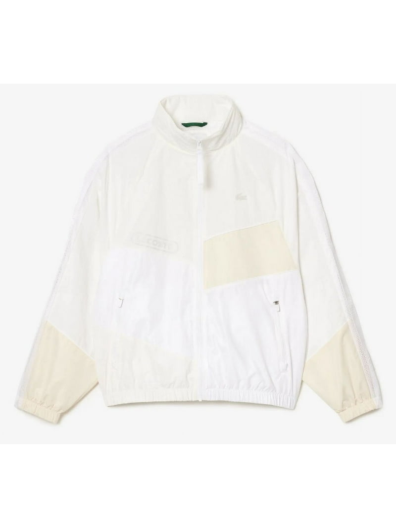 Lacoste WHITE Men's Oversized Water-Resistant Patchwork Jacket, US