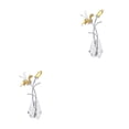 thumbnail image 4 of QualitChoice Crystal Flower Figurine with Silver/Metal Stem Ornament Lucky Bouquets Yellow 2PCS, 4 of 6