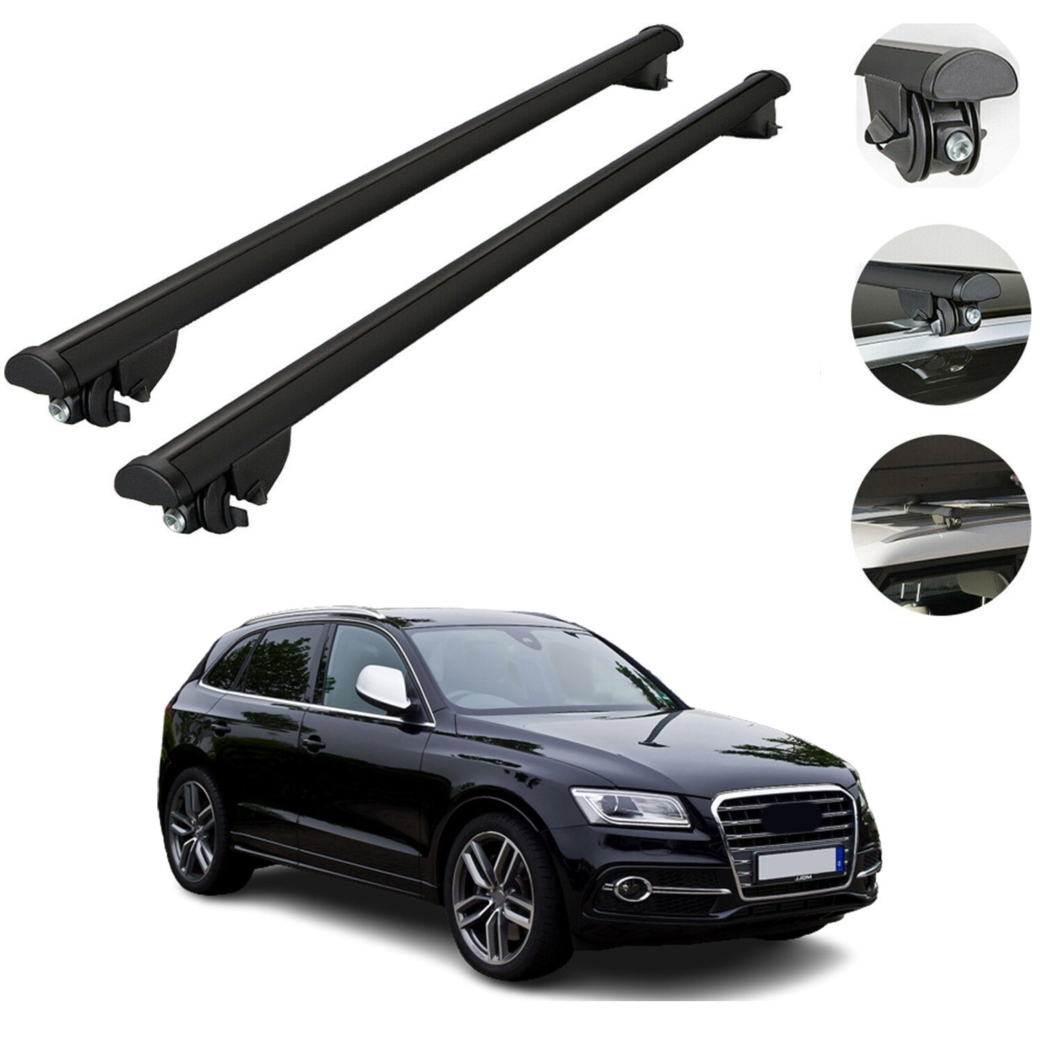 Roof Rack Cross Bars For Audi Q5 SQ5 20092017 Aluminum Carrier Black 2 Pcs