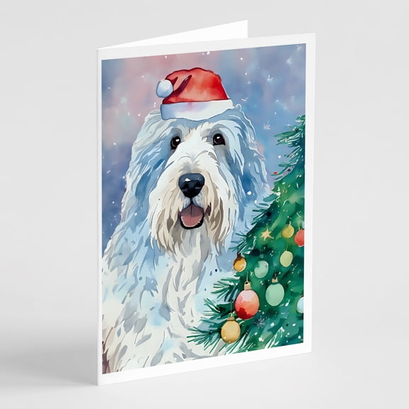 Old English Sheepdog Christmas Greeting Cards Pack of 8 7 in x 5 in