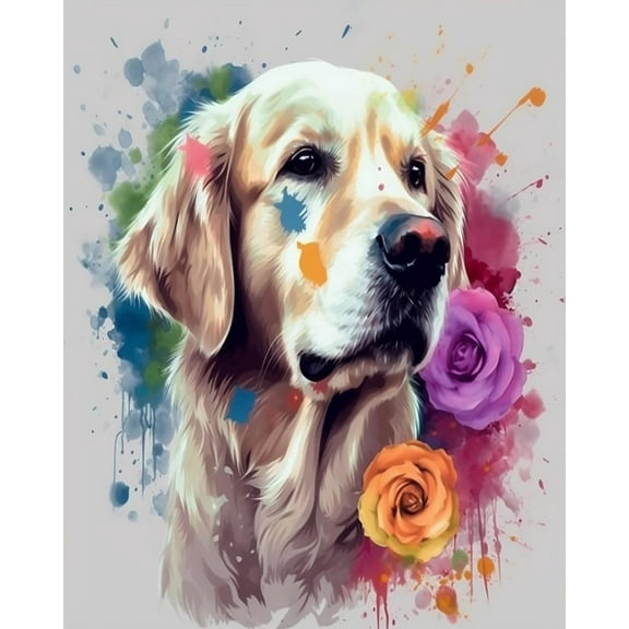 Paint by Numbers Kit for Adults -Rose Labrador - Beginners Acrylic Adult Paint by Number Kits on Canvas Digital Oil Number Painting Kits for Home Decor Gift 16"x20"-