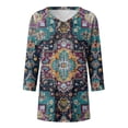 thumbnail image 5 of GEWSEY Boho Tops for Women 2025 3/4 Length Sleeve Tunic Tops Casual V Neck Shirts Basic Tees Business Work Blouses Fall Clothes (Black, XL), 5 of 5