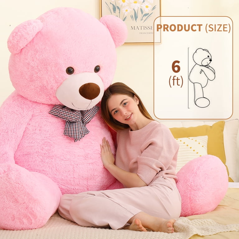 MorisMos Giant Pink Teddy Bear Stuffed Animal 6 Feet Soft Cuddly