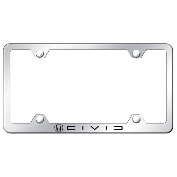 Honda Civic Reverse C Stainless Steel Wide Body License Plate Frame (Chrome)