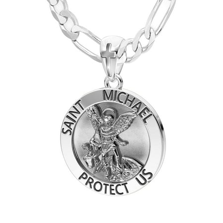 Men s XL 925 Sterling Silver 1.25in St Saint Michael Medal Antique...