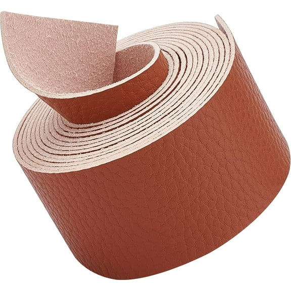 Lychee Pattern Leather Strap 78 Inch Long 1.5 Inch Wide Flat Cord Brown Leather Belt Strips for Crafts DIY Projects Clothing Pet Collars Traction Ropes Belt Keychains Wrapping Saddle Brown 1roll