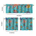 thumbnail image 6 of Kitchen Curtains 24 Inch Short - 3 Panel Set, Nautical Anchor Lighthouse Coastal Design, Rod Pocket Window Curtain for Beach House, Marine Ocean Wave Pattern, Easy Wash, 6 of 6
