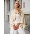thumbnail image 2 of DARING DIVA Women's Linen Cardigan 3/4 Sleeve Open Front Lightweight Shrug S Apricot, 2 of 7