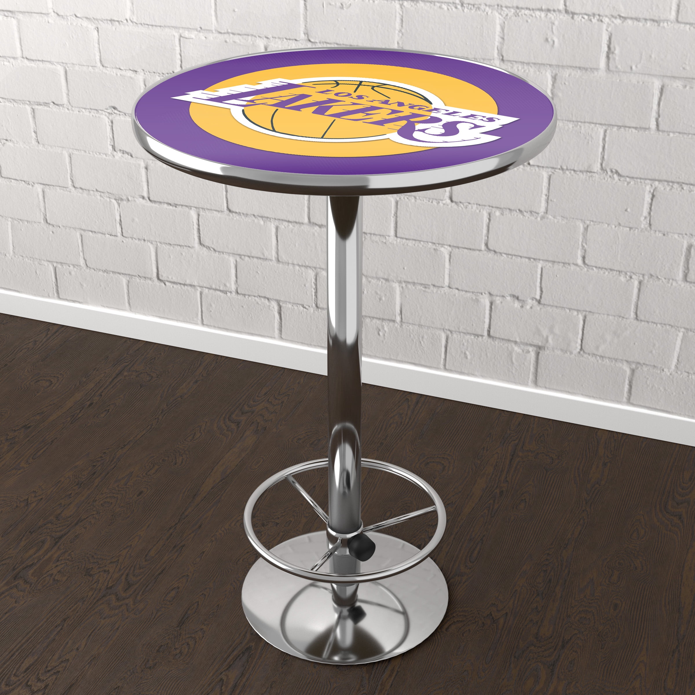 Los Angeles Lakers Logo Bar Table with Adjustable Footrest and Acrylic Top