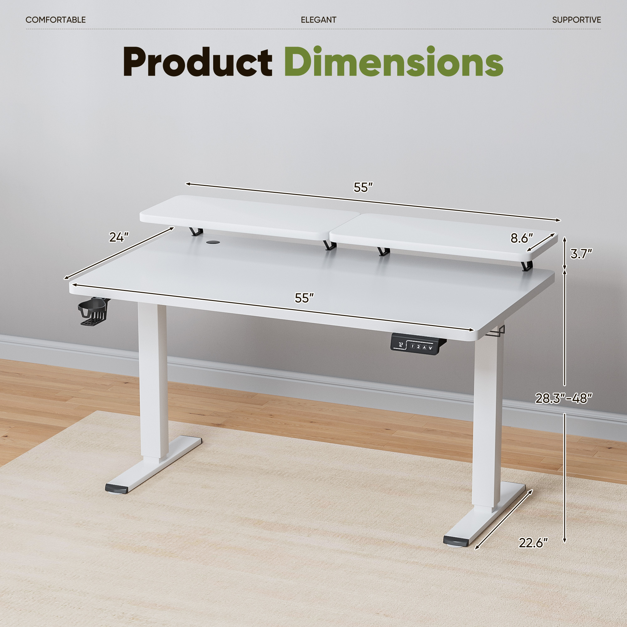 Homall 55" Electric Standing Desk with Monitor Stand photo 7