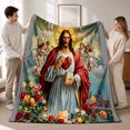 thumbnail image 3 of Rdsfhsp Sacred Heart of Jesus Soft Flannel Throw Blanket, Ultra Soft Plush Fleece Blanket for Couch Sofa Bed, Inspirational Christian Faith Blanket for Prayer and Home Decor 60"x50", 3 of 5