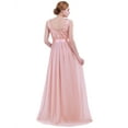 thumbnail image 2 of Moggemol Women's Wedding Floral Lace Sleeveless Floor Length Evening Cocktail Formal Bridesmaid Gown Pearl Pink 16, 2 of 7