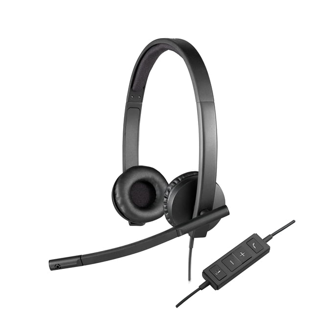 Auriculares estéreo Logitech H570e con cable y micrófono con cancelación de ruido