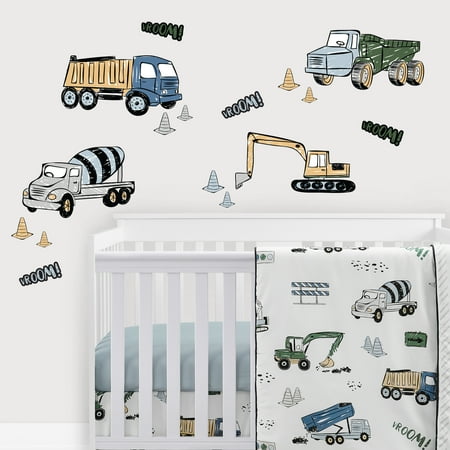 UPC: 0846480092094 | Construction Truck Green and Blue Wall Decal (Set of 4) by Sweet Jojo Designs