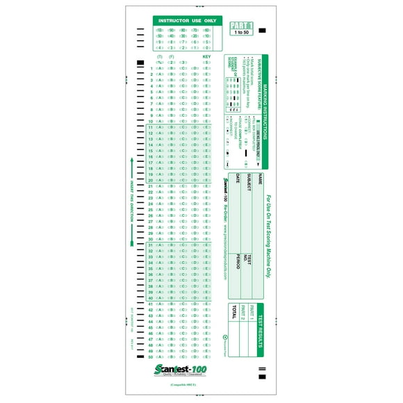 SCANTEST-100, 882 E Compatible Testing Forms (100 Sheet Pack)