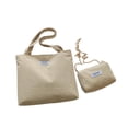 thumbnail image 2 of Bolso de mano para mujer con pequeño bolso bandolera, bolso de mano para vacaciones de verano y trabajo Beige, 2 of 8