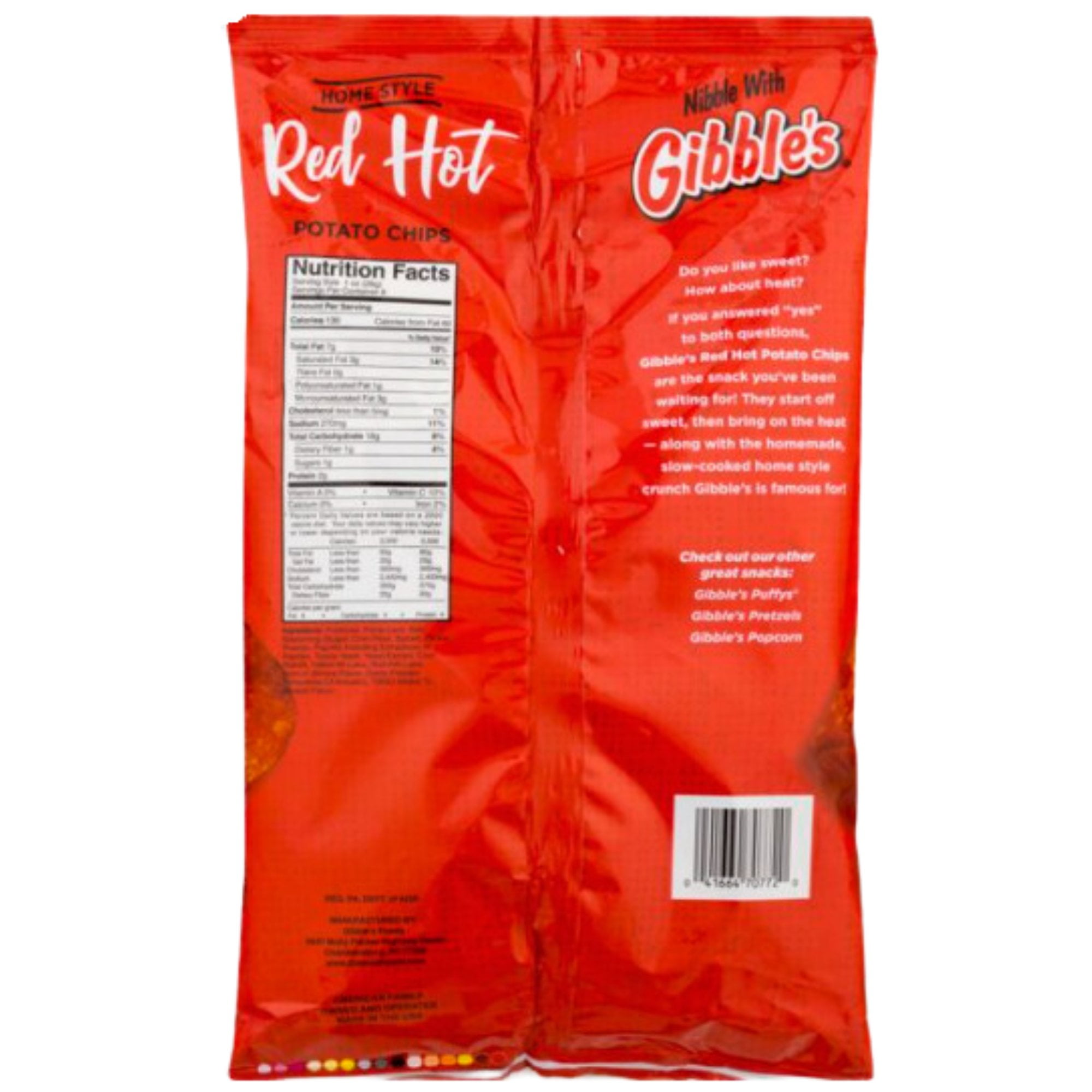 Gibble's Home Style Red Hot Potato Chips, 8 oz bag - QTY 4