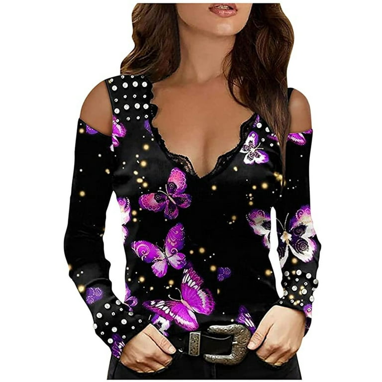 Womens Fashion Ethnic Floral Print Casual Shirts Round Neck Pullover Long  Sleeve Lace Cutout Shirt Tops Loose Blouse at  Women's Clothing store