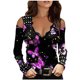 thumbnail image 1 of Mujeres Casual Impreso Sexy Manga Larga Sin Tirantes Cuello En V Jersey Fuera Del Hombro Blusa Camiseta Tops Fridja FKASFK4372, 1 of 5