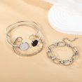 thumbnail image 3 of Hyasfey 4 Pcs/Set Women Bracelet Set Marble Opening Adjustable Length Alloy Lobster Clip Retro Hollow Chain Lady Bangle Set Wrist Prom Daily Jewelry, 3 of 7