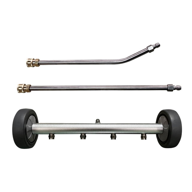 2 in 1 Pressure Washer Attachment Undercarriage Cleaner Broom Surface Cleaner with 4 Nozzles 2 Extension Rods (Straight & 45 Degrees Angled)
