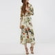 thumbnail image 3 of Mujeres Floral V Zambullirse Maxi para proteger Vacaciones Verano Beige, 3 of 9