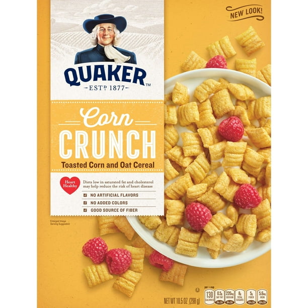 Quaker Corn Bran Crunch Toasted Corn Cereal 10.5 Ounce Paper Box