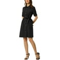 thumbnail image 4 of INSPIRE CHIC Women's Collared Short Sleeve Safari Pocket Belt Button up Shirt Dress, 4 of 6