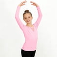 thumbnail image 1 of Girls' Solid Color Long Sleeved Round Neck Dance Practice Uniform Mid Size Children's Top, 1 of 6