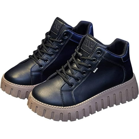 Fashionable retro high top casual leather shoes for women in autumn and winter  versatile and trendy height increasing short boots