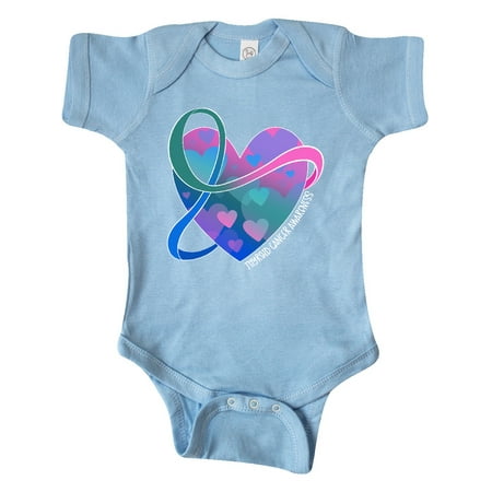 

Inktastic Thyroid Cancer Awareness Pink Teal Blue Ribbon Around Heart Gift Baby Boy or Baby Girl Bodysuit