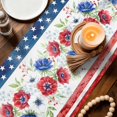 thumbnail image 3 of Independence Day Table Runner 72 Inches, American Flag Vintage Red Blue Flowers Bed Runner Dresser Scarves Tabletop for Indoor Outdoor Parties/Ceremony/Banquet, 18" x 72", 3 of 9