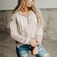 thumbnail image 4 of Fashion Hoodies for Women Patchwork Waffle Knit Sweater Hooded Sweatshirt Drawstring Long Sleeve Pullover Top, 4 of 5