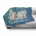thumbnail image 3 of Croatia Soft Flannel Fleece Throw Blanket, Travel and Tourism Themed Illustration with Landmarks and Welcome Text, Cozy Plush for Indoor and Outdoor Use, 60" x 80", Multicolor, by Ambesonne, 3 of 6