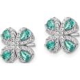 thumbnail image 2 of Sterling Silver Rhodium Plated Teal & White Cz Post Earrings (9.35 X 9.35) Made In China qe15778, 2 of 5
