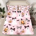 thumbnail image 2 of Manfei Kawaii Bowtie Bowknot Twin Sheet Sets,Halloween Ghost Twin Fitted Sheet,Black Bats Flat Sheet For Girls Boys,Super Cozy Room Decor,3 Pieces, 2 of 7