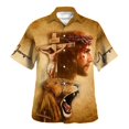 thumbnail image 2 of Camisa hawaiana con la frase "Father Over Fear" de Jesús, de manga corta, para hombre y mujer, para playa, de verano, con estampado floral, 2024, 2 of 5