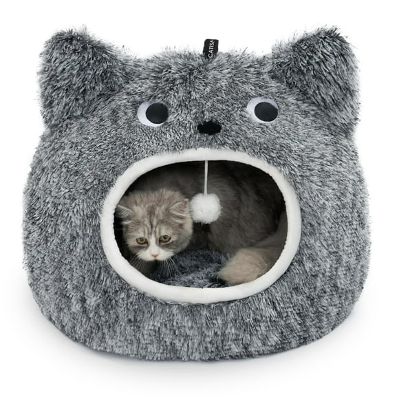 Cama para gatos CATISM en forma de cueva, lavable y suave de felpa para gatos de interior